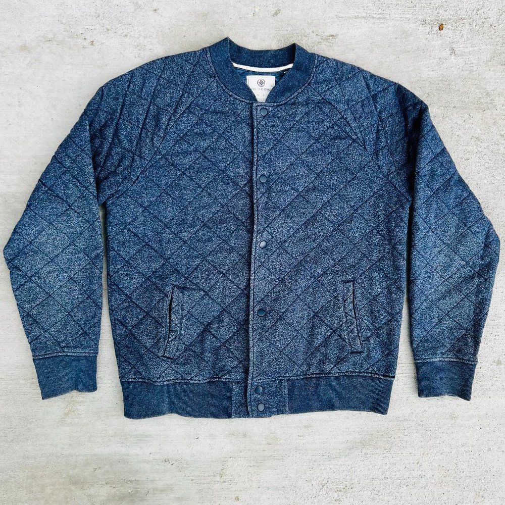 On The Byas Bomber Style Quilted Jacket Men's Size XL Blue Cotton Polyester